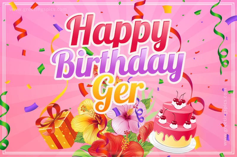 Beautiful Birthday Card for Ger with pink background