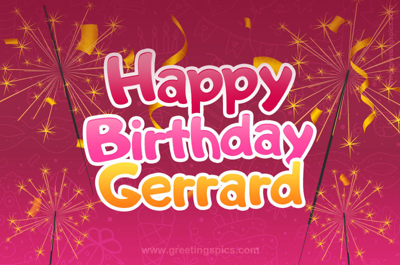 Happy Birthday Gerrard Image with sparklers