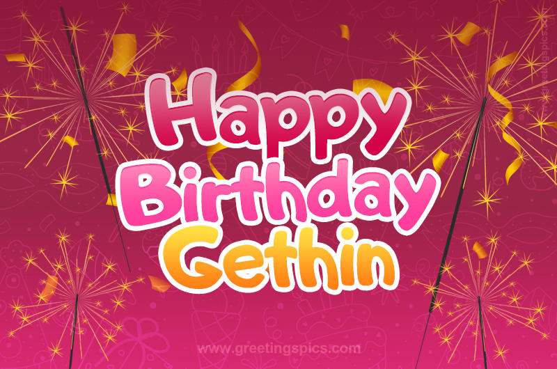 Happy Birthday Gethin Image with sparklers