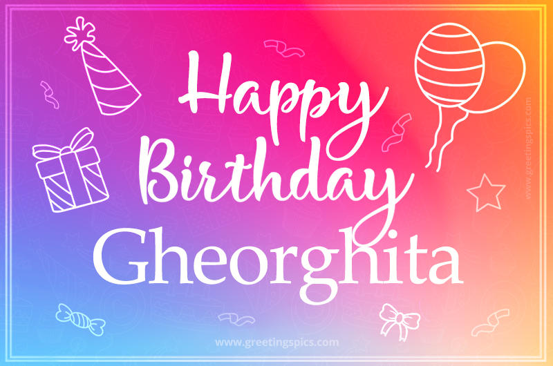 Colorful Happy Birthday Card For Gheorghita