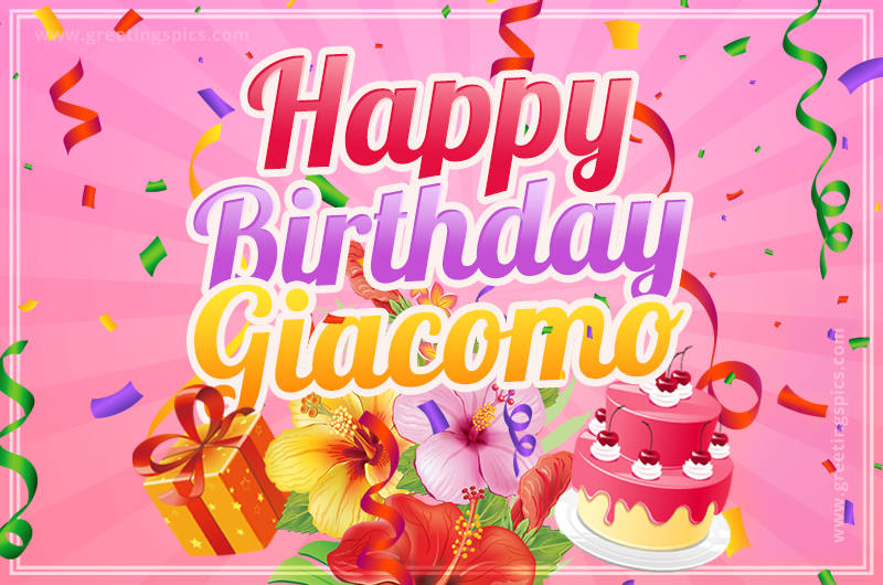 Beautiful Birthday Card for Giacomo with pink background