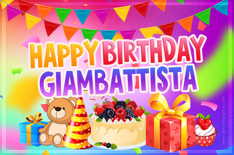 Bright card with Wishes for a Happy Birthday for Giambattista