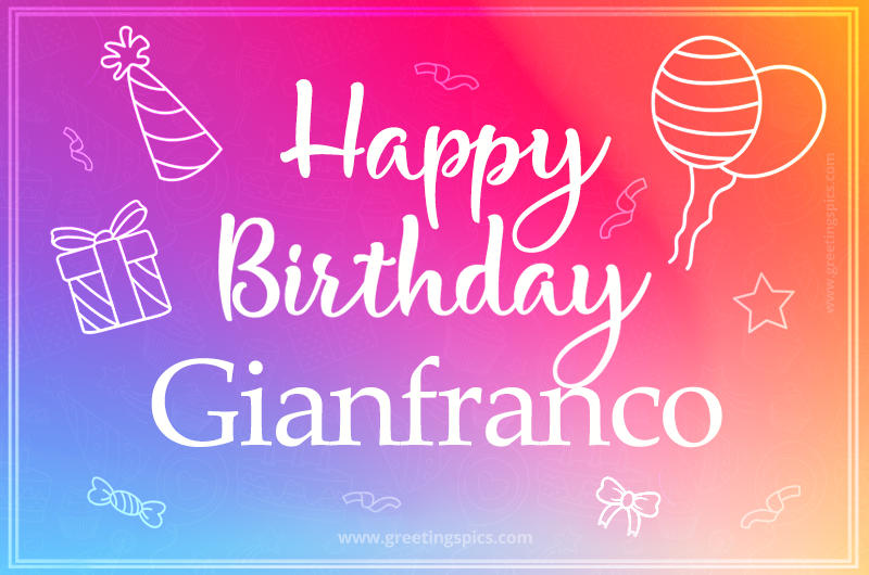 Colorful Happy Birthday Card For Gianfranco