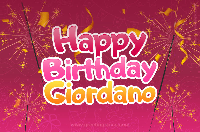 Happy Birthday Giordano Image with sparklers