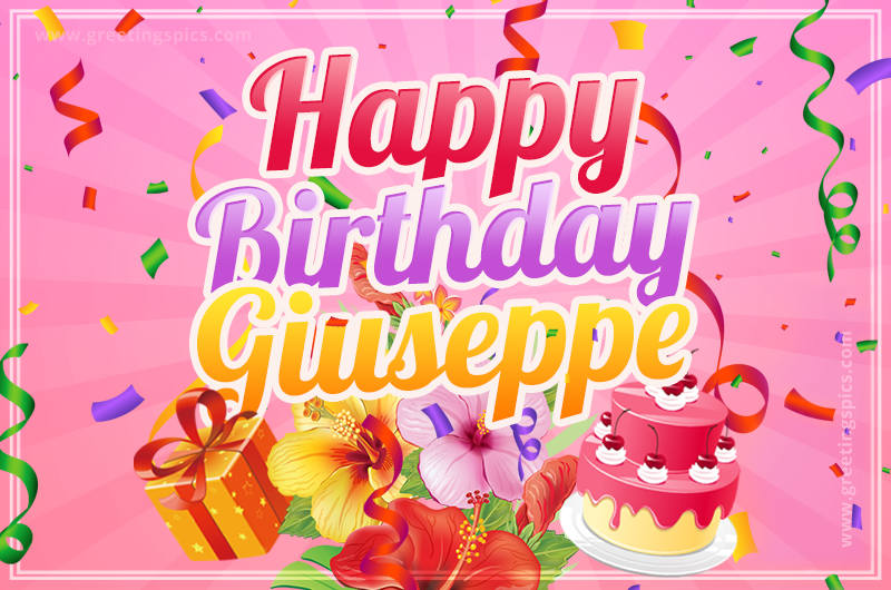 Beautiful Birthday Card for Giuseppe with pink background