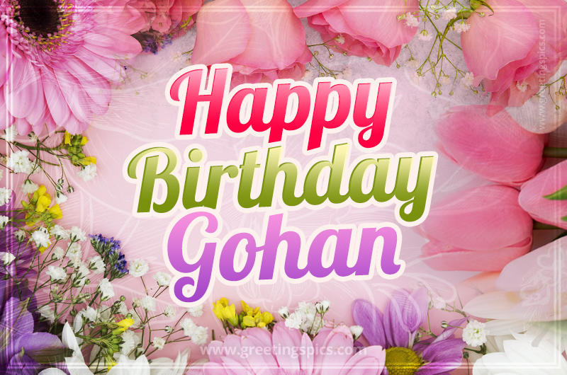 Happy Birthday Gohan Picture with beautiful flowers