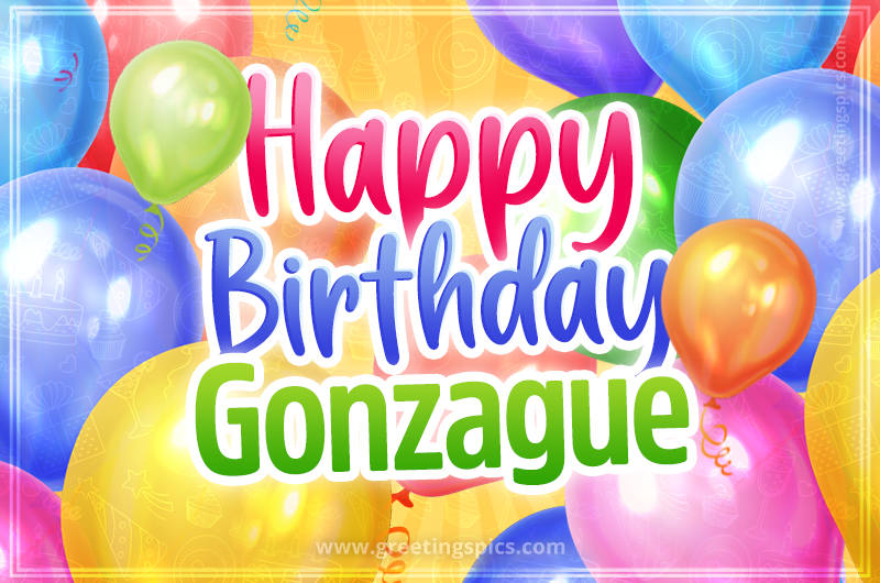 Happy Birthday Gonzague Image with colorful balloons