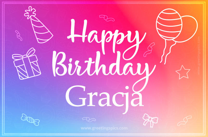 Colorful Happy Birthday Card For Gracja