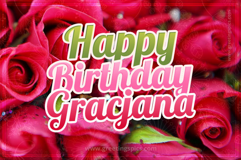 Happy Birthday Gracjana beautiful Image with red roses