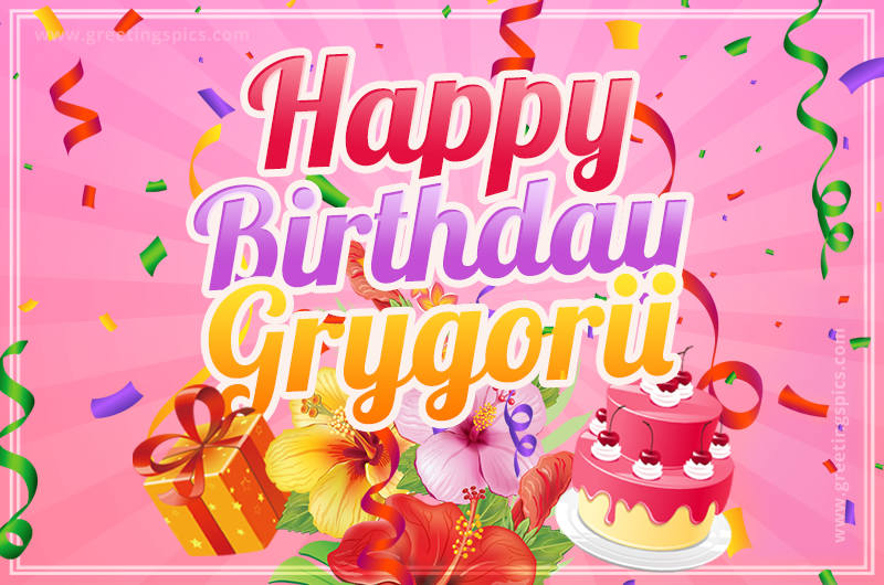 Beautiful Birthday Card for Grygorii with pink background