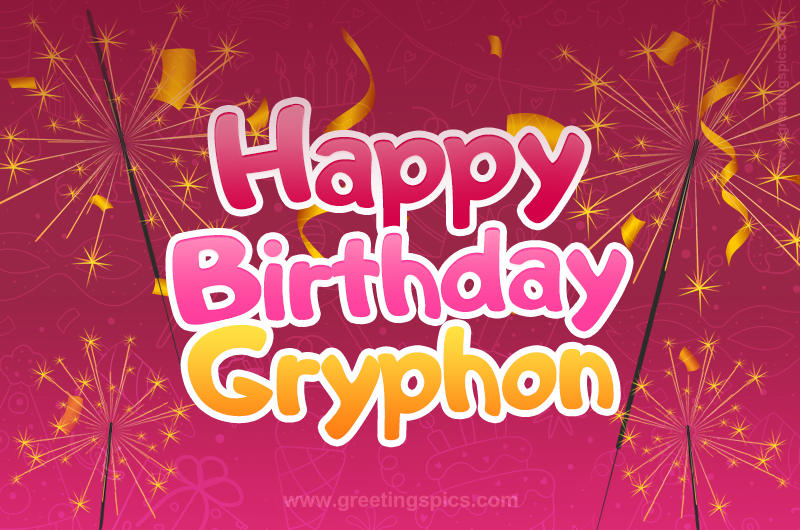 Happy Birthday Gryphon Image with sparklers