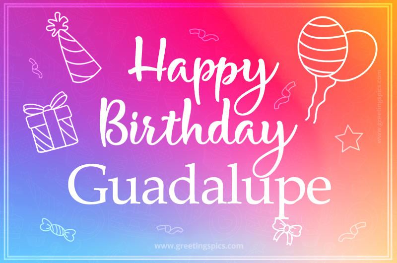 Colorful Happy Birthday Card For Guadalupe