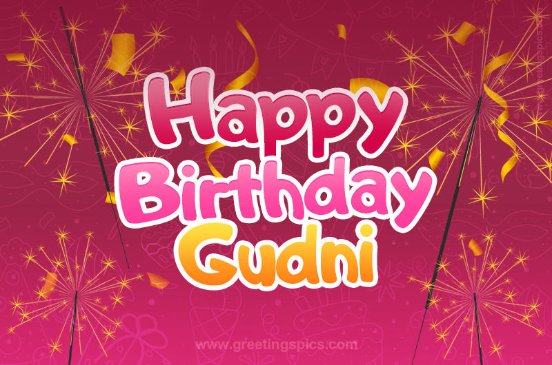 Happy Birthday Gudni Image with sparklers