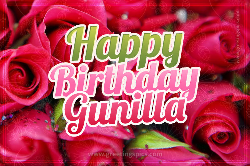 Happy Birthday Gunilla beautiful Image with red roses