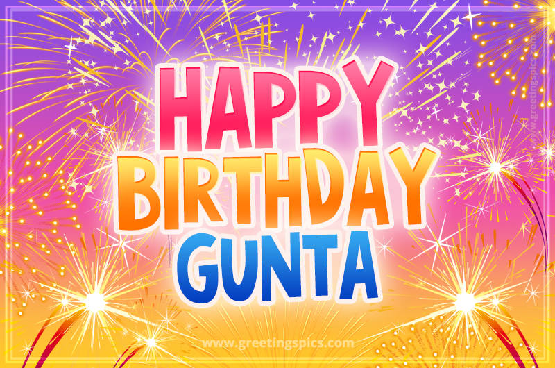 Happy Birthday Gunta Picture with fireworks