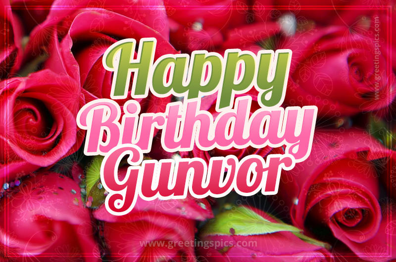 Happy Birthday Gunvor beautiful Image with red roses