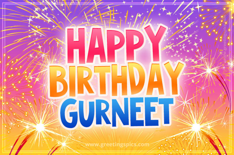 Happy Birthday Gurneet Picture with fireworks