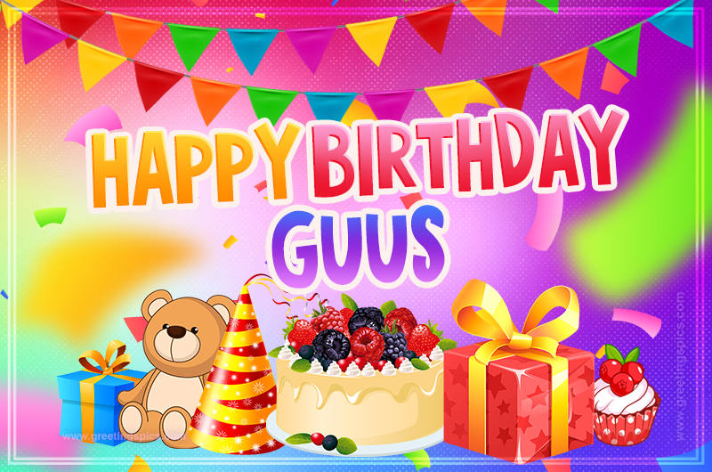 Bright card with Wishes for a Happy Birthday for Guus