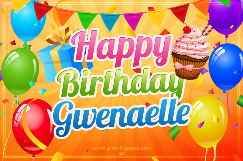 Happy Birthday Gwenaelle eCard with gift box and cupcake