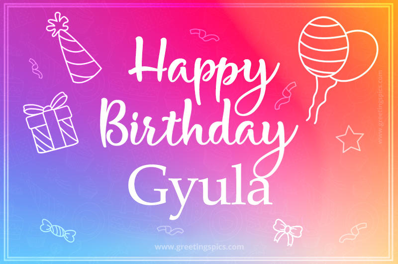 Colorful Happy Birthday Card For Gyula