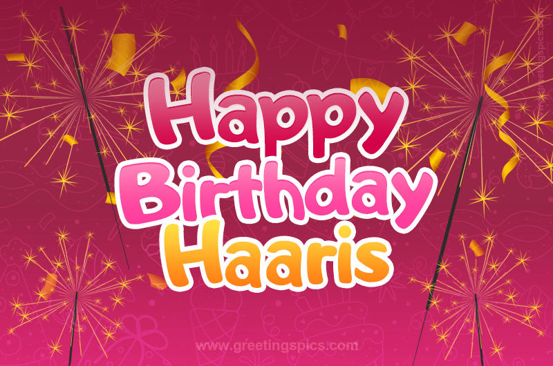 Happy Birthday Haaris Image with sparklers