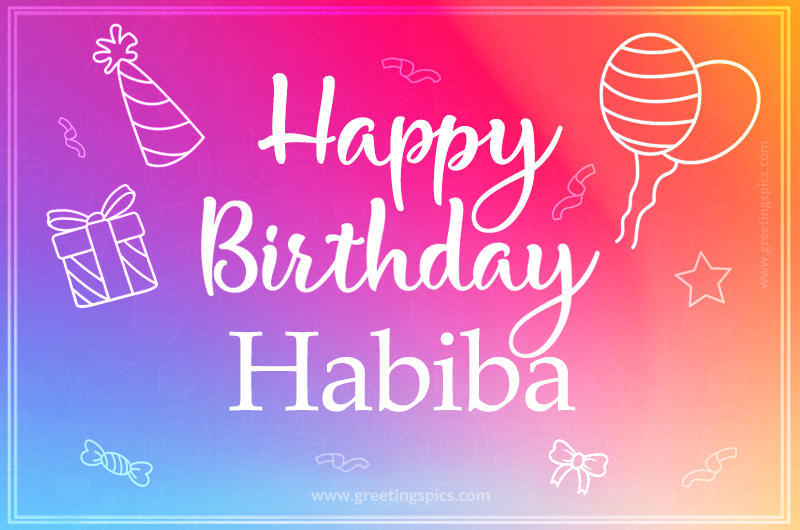 Colorful Happy Birthday Card For Habiba