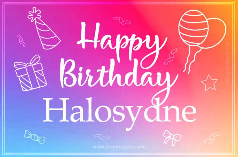 Colorful Happy Birthday Card For Halosydne