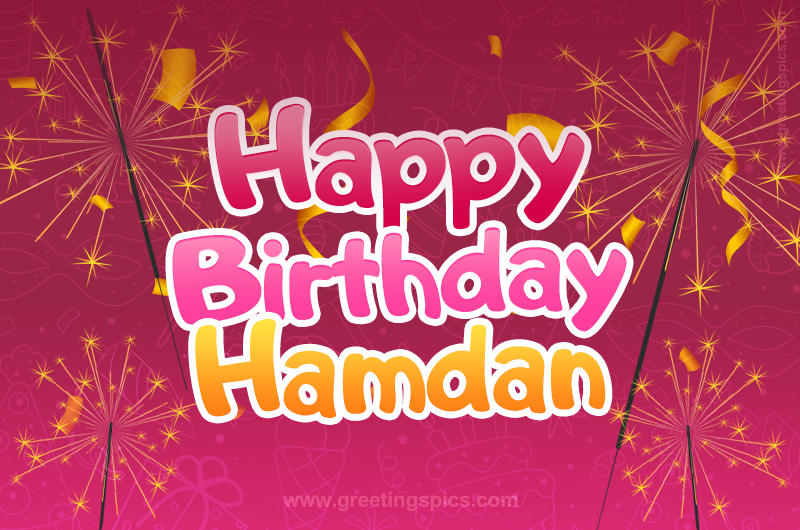 Happy Birthday Hamdan Image with sparklers