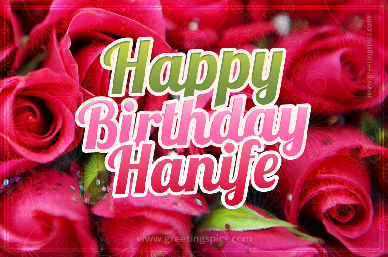 Happy Birthday Hanife beautiful Image with red roses