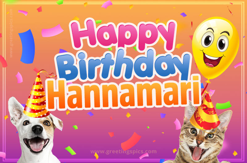 Happy Birthday Hannamari Funny Image with cat and dog