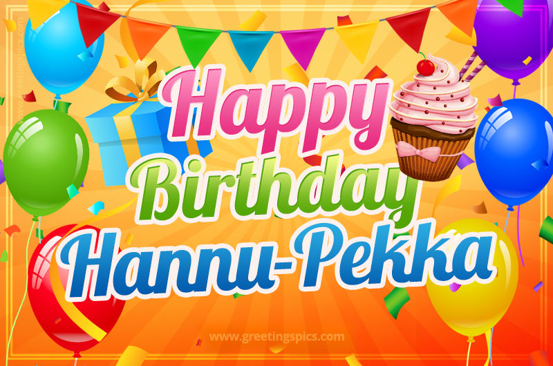 Happy Birthday Hannu-Pekka eCard with gift box and cupcake