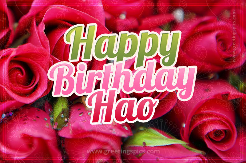 Happy Birthday Hao beautiful Image with red roses