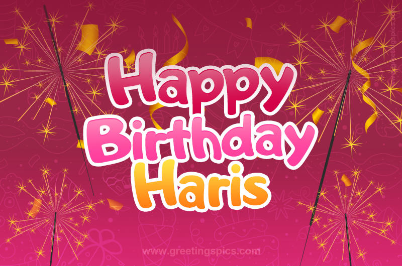 Happy Birthday Haris Image with sparklers