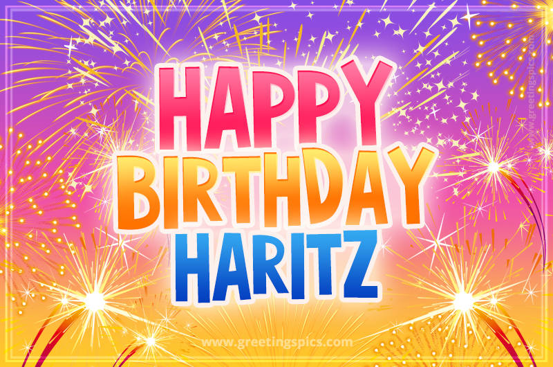 Happy Birthday Haritz Picture with fireworks