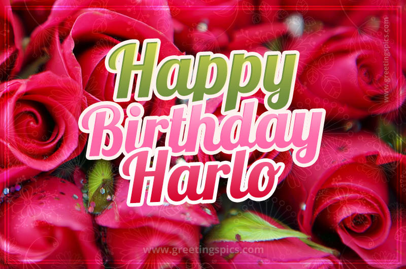 Happy Birthday Harlo beautiful Image with red roses