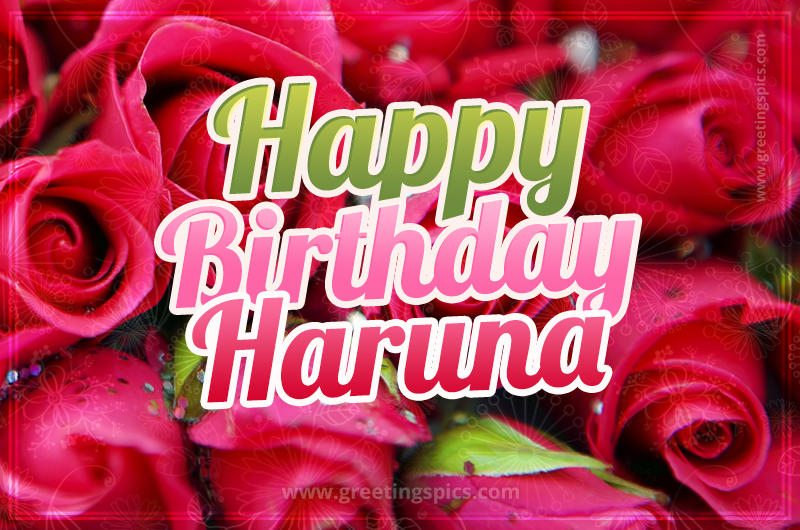 Happy Birthday Haruna beautiful Image with red roses