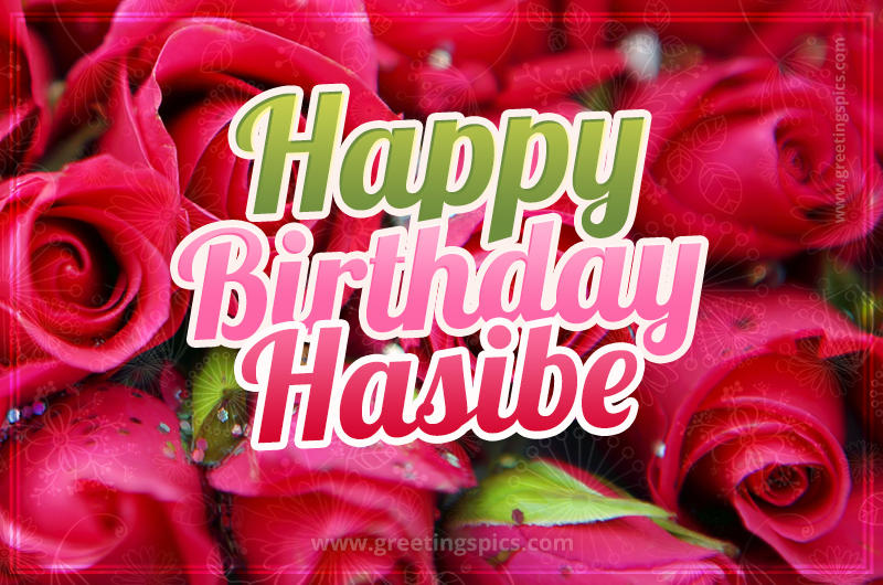 Happy Birthday Hasibe beautiful Image with red roses