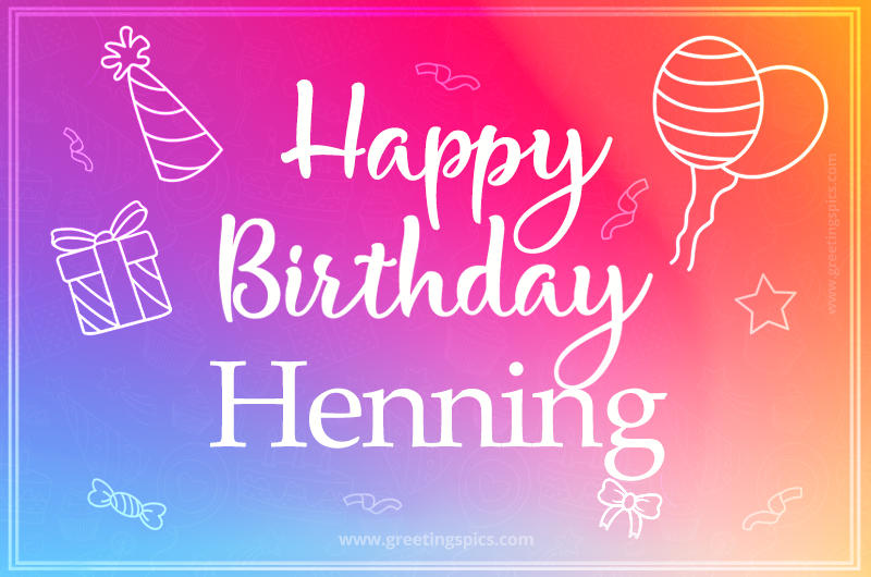 Colorful Happy Birthday Card For Henning