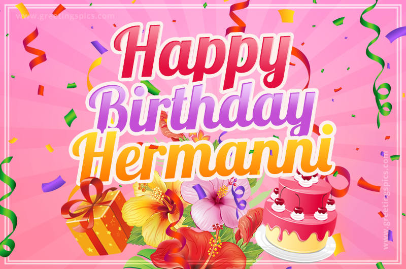 Beautiful Birthday Card for Hermanni with pink background