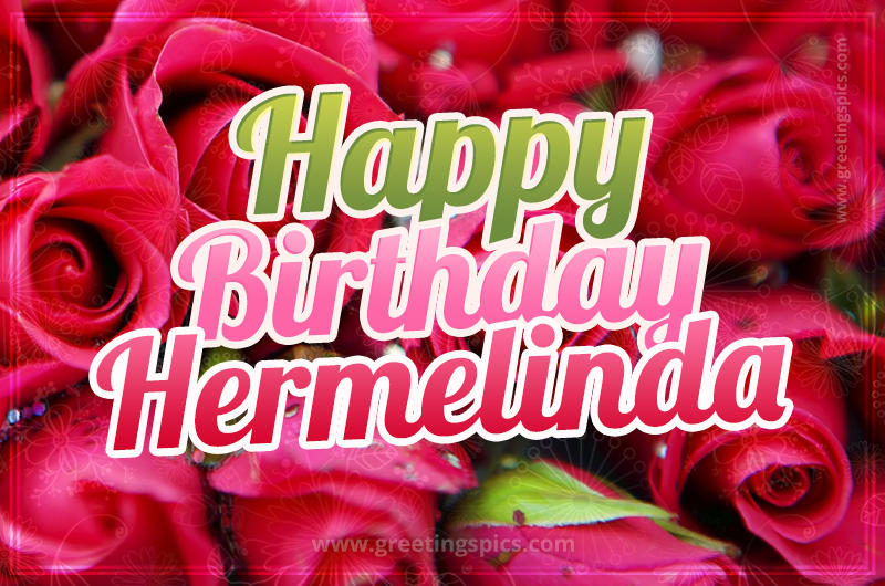 Happy Birthday Hermelinda beautiful Image with red roses