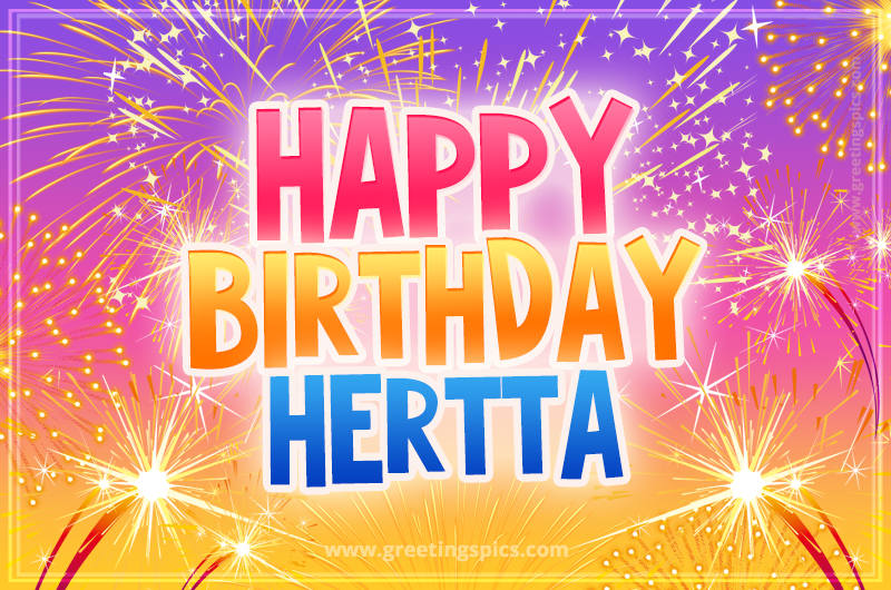 Happy Birthday Hertta Picture with fireworks