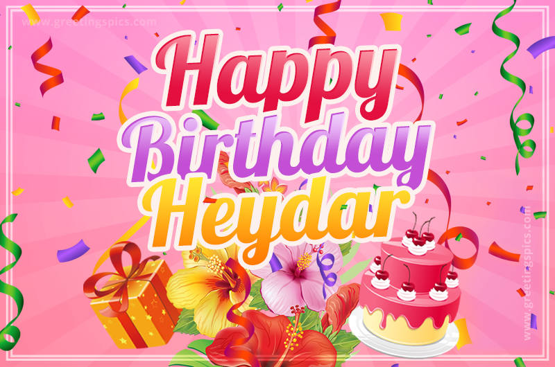 Beautiful Birthday Card for Heydar with pink background