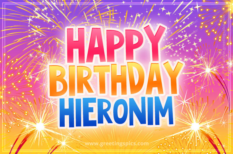 Happy Birthday Hieronim Picture with fireworks