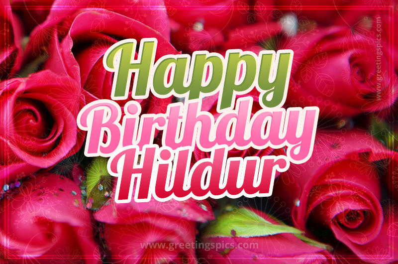 Happy Birthday Hildur beautiful Image with red roses