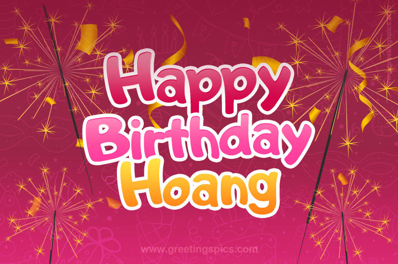 Happy Birthday Hoang Image with sparklers