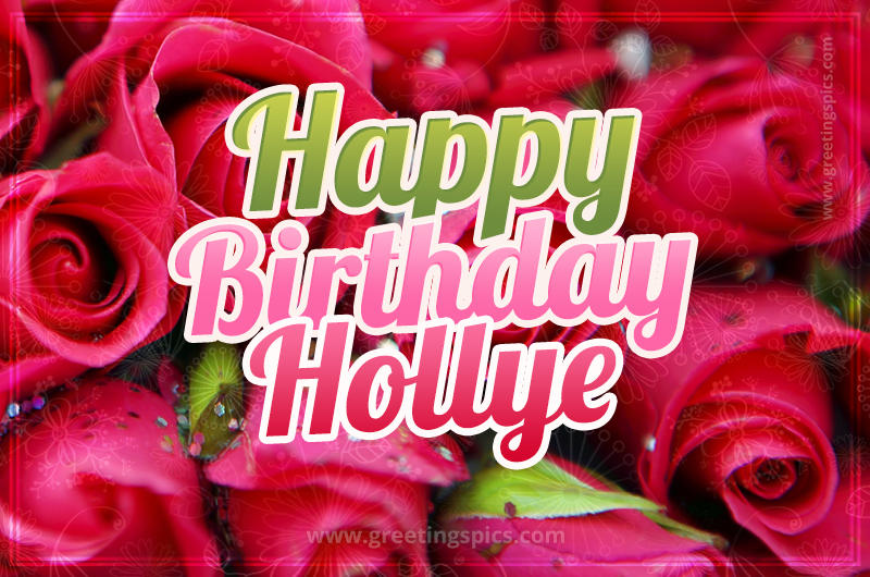 Happy Birthday Hollye beautiful Image with red roses