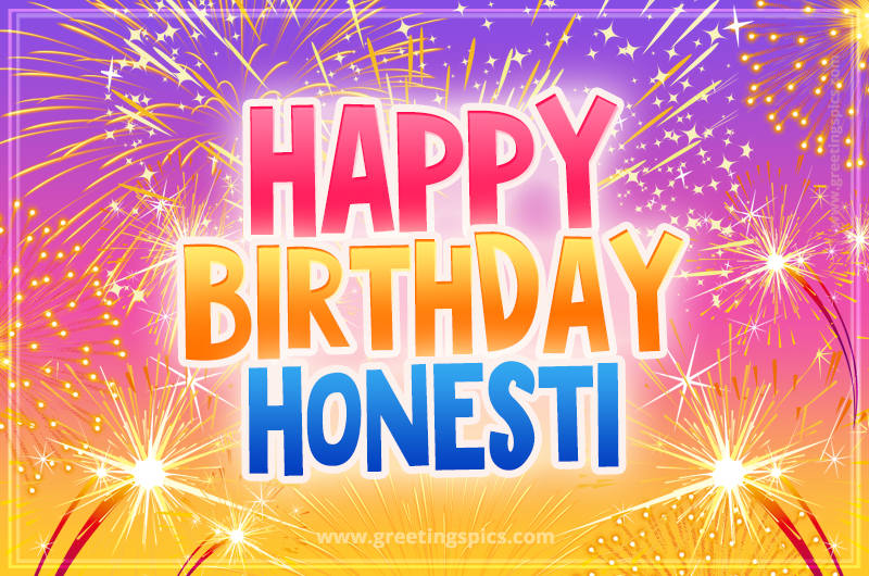 Happy Birthday Honesti Picture with fireworks