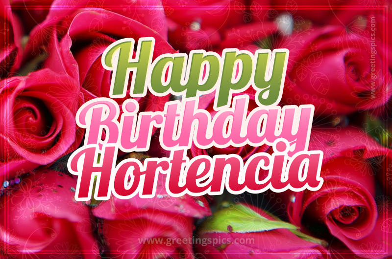 Happy Birthday Hortencia beautiful Image with red roses