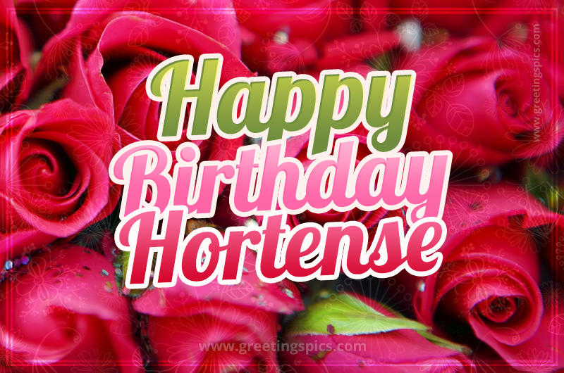 Happy Birthday Hortense beautiful Image with red roses