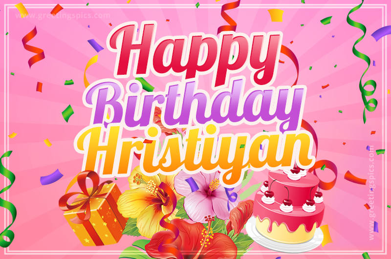 Beautiful Birthday Card for Hristiyan with pink background